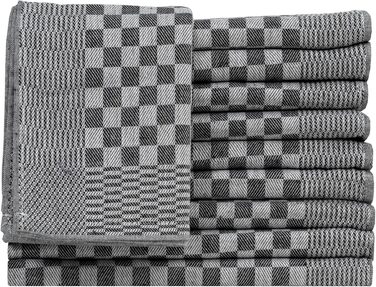 Набір з 10 кухонних рушників Müskaan, 100% бавовна, 50x70 см, чорні, 210 г/м² — безворсові рушники для сушіння та прибирання кухні