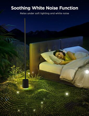 Govee Stehlampe Pro – LED RGBIC лампа 2100 Люмен з Bluetooth-динаміком, білим шумом, Alexa, 16 млн кольорів, музична синхронізація, торшер для вітальні, чорний