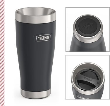 Термос ICON MUG 0,47л, бежевий/пісочний мат, термокружка 470мл, кавова кружка to go з нержавіючої сталі, ізотермос, 7 год гаряче / 22 год холодне, придатна для миття в посудомийній машині, абсолютно герметична, без BPA (470 мл, темно-сірий / Graphite Mat)