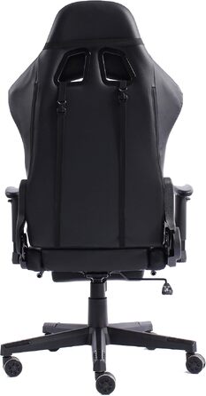 Ігрове крісло Gaming Chair з підніжкою, ергономічними 4D-підлокітниками та регульованою підтримкою спини, офісне крісло для геймерів (Чорний/Мілітарі-сірий)