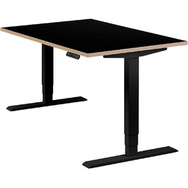 Електричний письмовий стіл boho office 120x80 см, регульований по висоті, 2 мотори, телескопічний механізм, пам’ять позицій, чорний колір RAL9005, стільниця Multiplex