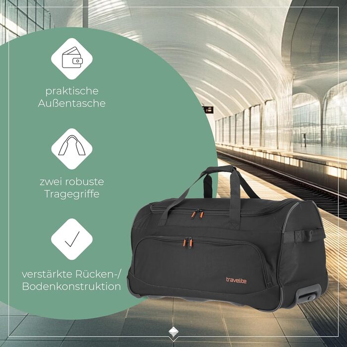 Дорожня сумка на колесах Travelite Basics Fresh L, 71 см, 89 л, чорна