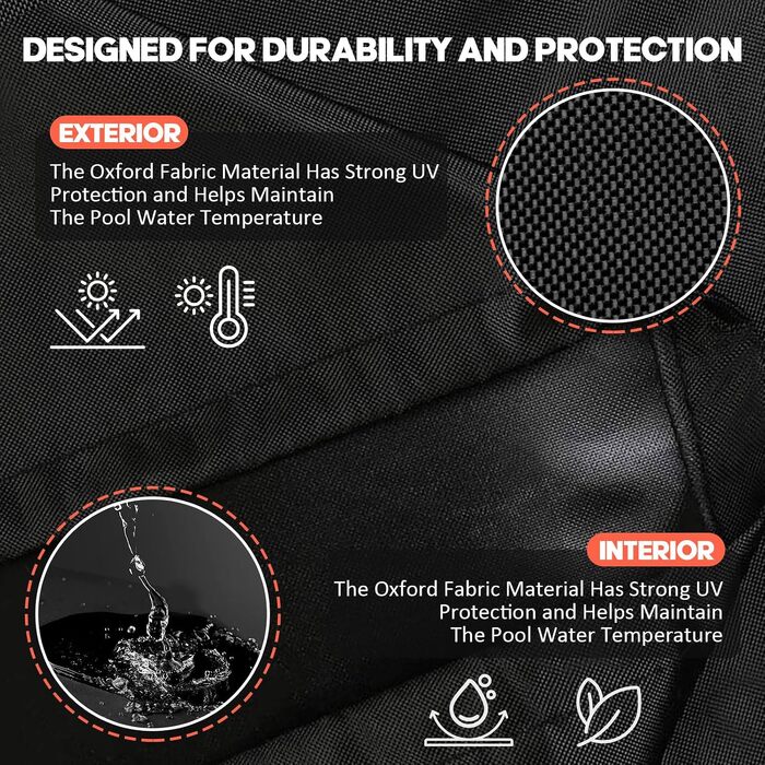Покривало для круглого басейна Poolabdeckung 420D Ø310 см для басейнів Ø260-305 см, водонепроникний захисний тент із затяжним шнуром