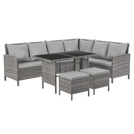 Садовий кутовий диван SVITA Madison Rattan-Lounge з ротангу сірого кольору для тераси та саду
