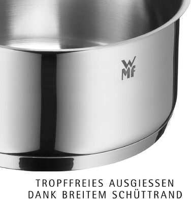 Каструля WMF Provence Plus 16 см зі скляною кришкою, 2 л, сталь Cromargan, для індукційних плит та духової шафи