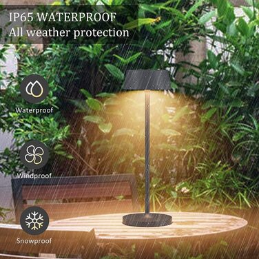 Klighten Диммовані LED акумуляторні настільні лампи, 2 шт, алюмінієві, сенсорне керування, IP54, для спальні та ресторану, тепле світло 3000K, антрацит, USB зарядка