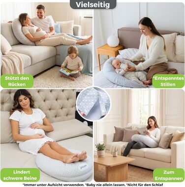Подушка для вагітних Dilamababy з Memory Foam, бавовняний чохол, підтримка для годування груддю, XXL розмір