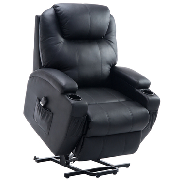 HOMCOM Recliner, реклайнер для телевізора з допоміжним пристроєм, з сумкою для зберігання, регульований кут, пульт дистанційного керування, 84 x 92 x 109 см, чорний