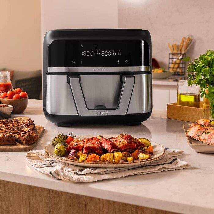 Аерофритюрниця Cecotec CecoFry Advance Double 9 л, 2850 Вт, цифрова, дієтична, подвійна чаша, PerfectCook