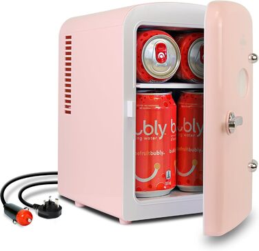 Koolatron Retro Mini Холодильник 4 літри: Рожевий, для кімнати, авто, подорожей, косметики, дітей