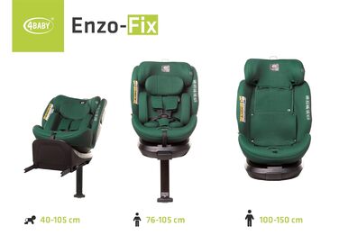 Дитяче автокрісло ENZO-FIX 360° Isofix з ніжкою стабілізації, I-Size, додатковий бічний захист, темно-зелене