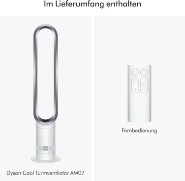 Вентилятор без лопатей Dyson Cool AM07: Потужний, тихий, з пультом, 10 швидкостей, поворот 70° для великих приміщень