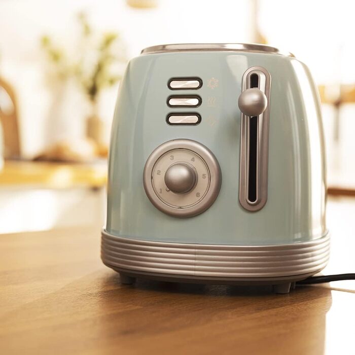 Тостер Cecotec Toast&Taste 800 Vintage Light: 850 Вт, 2 слоти, нержавіюча сталь, зелений/блакитний, 3 функції