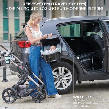 Дитяча коляска Kinderkraft MOOV2 4 в 1 з автокріслом I-SIZE, чорна (CLASSIC)