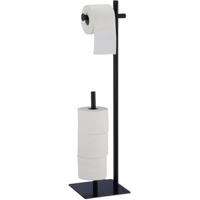 Підлоговий тримач для туалетного паперу Relaxdays, на 4 рулони, металевий, чорний, 77,5х20х20 см