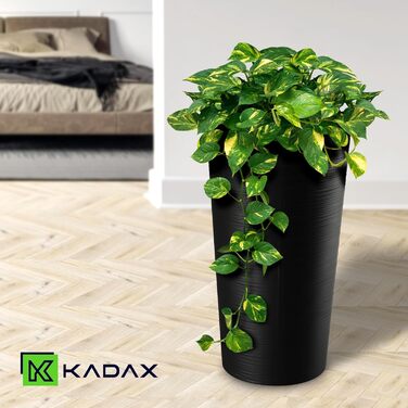 Набір горщиків KADAX (3 шт) з дерев'яною стружкою, чорний, 19.25/30 см
