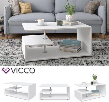 Журнальний стіл Vicco Guillermo білий 91x41x53 см