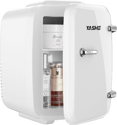 Міні-холодильник YASHE 4L: для косметики, напоїв, 220V/12V, з терморегулюванням, для спальні, офісу, авто (білий)