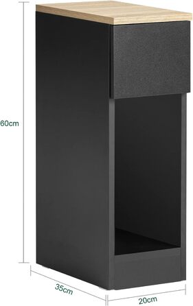 Комплект з 2 приліжкових столиків SoBuy FBT111-SCH з шухлядою для бокс-спрінг ліжка, вузькі тумби, чорний, 20x60x35 см