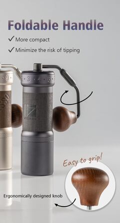 Кавомолка ручна 1Zpresso K-Ultra Eisengrau з конічними жорнами з нержавіючої сталі, інтуїтивне налаштування, контейнер 40г