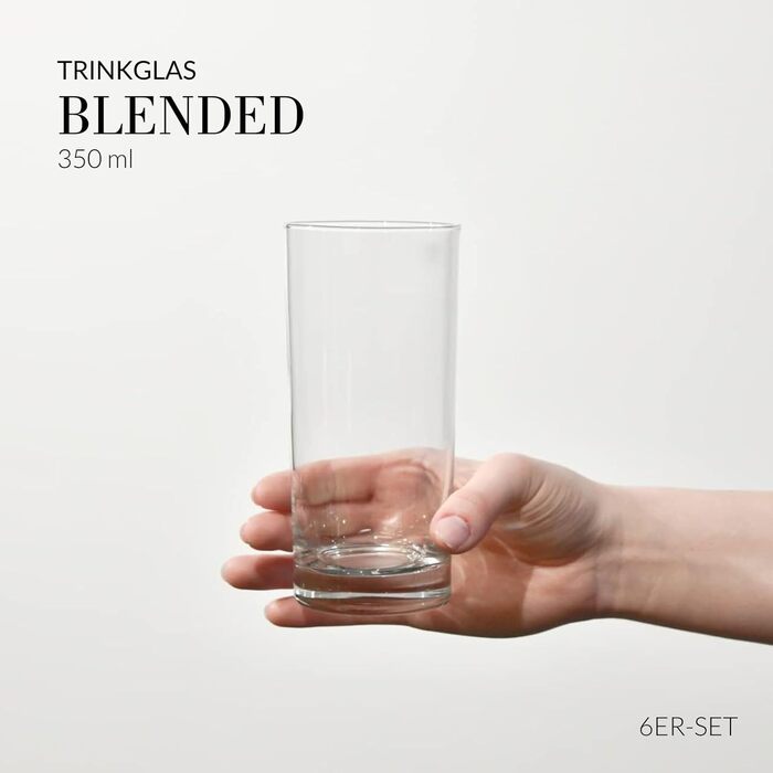 Склянки для напоїв Krosno Longdrink 350 мл, набір 6 шт. Blended – для води, коктейлів, ресторанів, посудомийна машина