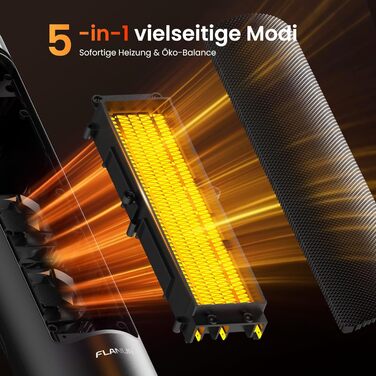 Електричний обігрівач 1500W з PTC-керамічним нагрівачем, портативний з термостатом та ECO-режимом, 4 режими, цифровий дисплей, таймер 12 годин, тихий (35dB), чорний (60см)