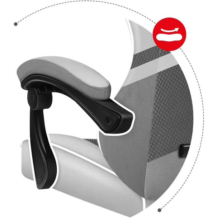 Ігрове крісло Huzaro Force 4.4 White Mesh, ергономічне, з підголівником і поперековою подушкою, до 130 кг, регулювання висоти, гойдалка, тканина, біле