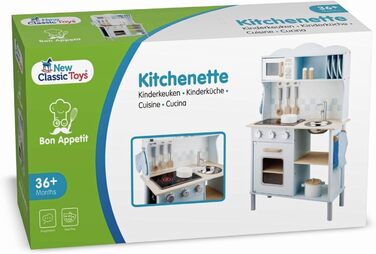 Дитяча кухня New Classic Toys 11065, сучасна, з плитою, синя, багатобарвна