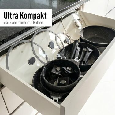Набір сковорідок STONELINE SMART 2 шт (24/28 см) сірий - алюмінієвий литий корпус, знімні ручки, для всіх типів плит (індукція), антипригарне покриття з кам'яними частинками
