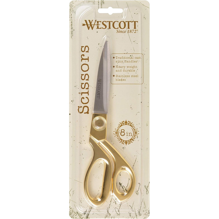 Ножиці Westcott 20,3 см з нержавіючої сталі, золотисті, для офісу та дому