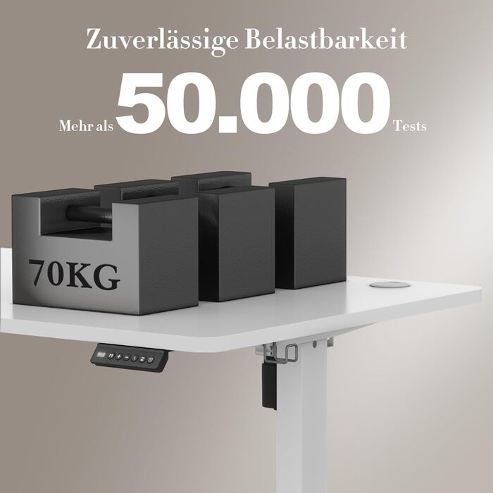 Airfish електричний стіл з регулюванням висоти 100x60 см, з USB-роз'ємом і пам'яттю, білий