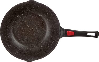 Wok Kamberg 30 см, знімна ручка, алюмінієвий, антипригарне кам'яне покриття, з кришкою, для всіх плит (індукція), PFOA-вільний, чорний