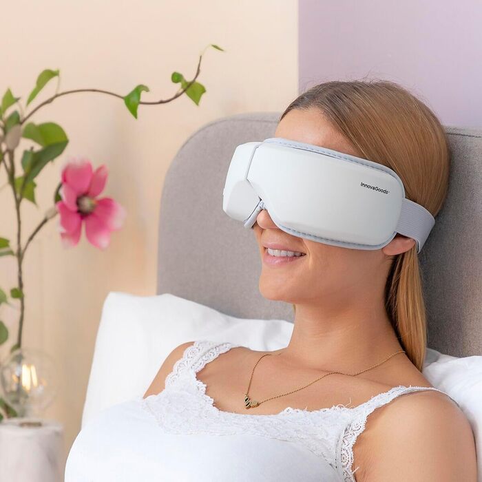 Масажер для очей InnovaGoods EyeSky 4-в-1, з компресією повітря, для зняття втоми очей та покращення кровообігу, компактний дизайн, для дому та офісу