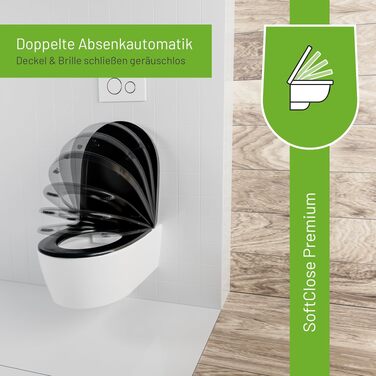 Сидіння для унітаза LUVETT D140 D-подібне, чорне, з мікроліфтом SoftClose та функцією швидкого знімання TakeOff