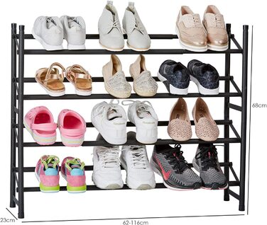 Металевий стелаж для взуття LOVE IT STORE IT Loft, 4 рівні, розсувний, стійкий, до 20 пар, чорний матовий