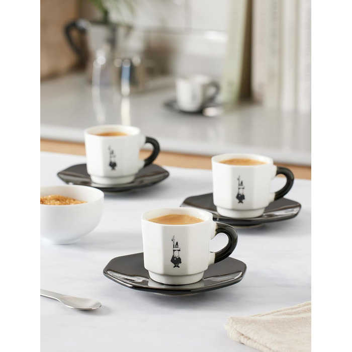 Набір еспресо-чашок Bialetti Octagonal (4 шт), матовий чорний та рожеве золото, 75 мл, RTATZ403