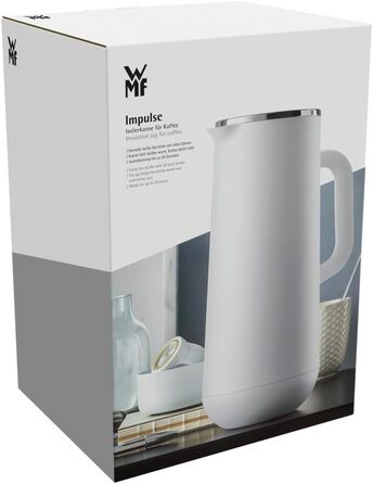 Термос-каністра WMF Impulse 1л для кави та чаю, біла, нержавіюча сталь, пластиковий корпус, ізольована, з гвинтовою кришкою, зберігає напої гарячими та холодними до 24 годин