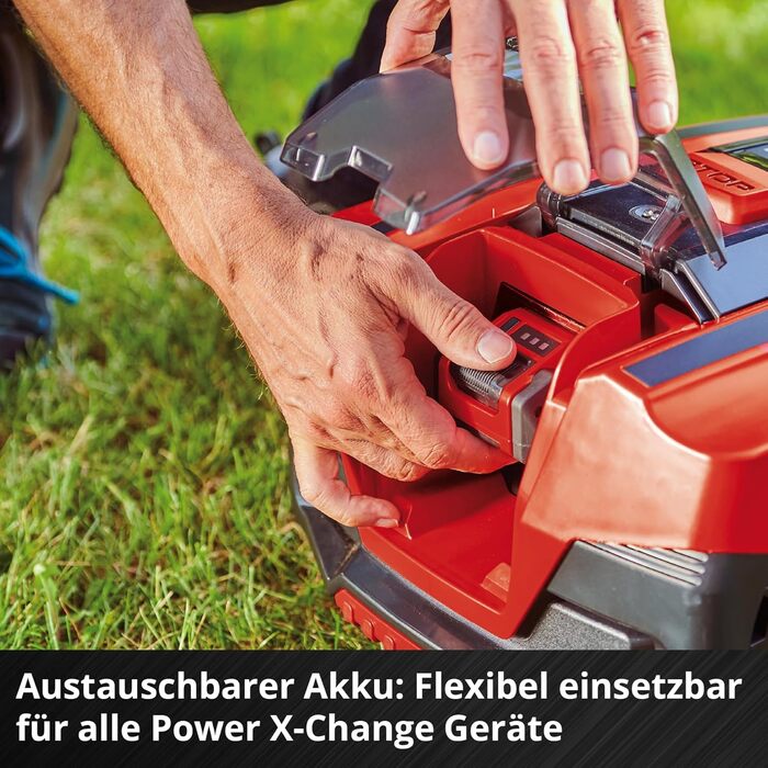 Газонокосарка-робот Einhell FREELEXO CAM 500 Power X-Change, 18V, безщітковий двигун, камера замість обмежувального дроту, для газонів до 500 м², ширина скошування 18 см, до 25% нахилу, акумулятор 3,0 Ah, 5 м магнітної стрічки
