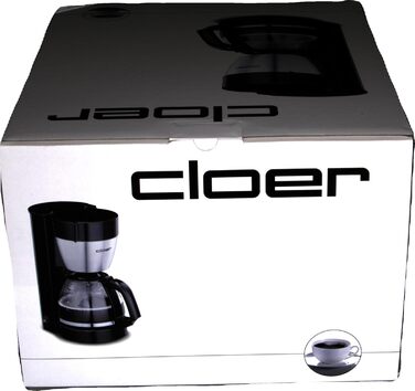 Кавоварка фільтраційна Cloer 5019 з функцією підігріву, 800 Вт, на 10 чашок, чорна, скляний глечик, фільтр 1x4