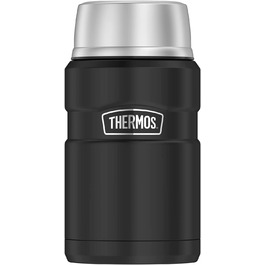 Термос для їжі Thermos STAINLESS KING 710 мл чорний матовий, харчовий контейнер з нержавіючої сталі, збереження тепла до 14 годин, холоду до 24 годин, герметичний, для супу, каші, страв, великий об’єм, без ложки, можна мити в посудомийній машині