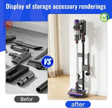 Підставка для пилососа Nukisa, сумісна з Dyson V15, V12, V11, V10, V8, V7 — металевий стійкий тримач для бездротового пилососа та аксесуарів