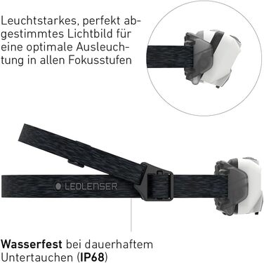Налобний ліхтар Ledlenser HF6R Core, 800 люмен, LED, акумуляторний, водонепроникний IP68, з червоним світлом, для туризму та спорту, білий