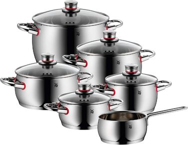 Набір каструль WMF Quality One Induktion 6-ти з нержавіючої сталі з кришкою з термостійкого скла, 6 предметів