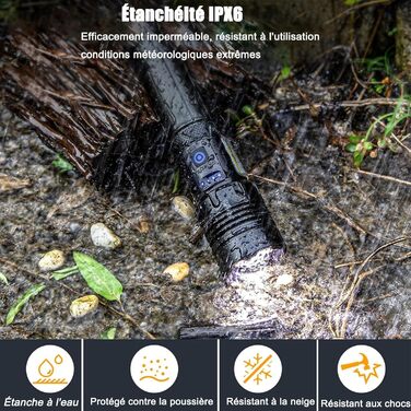 Потужний LED ліхтар тактичний, перезарядний, 1 000 000 Люмен, 7 режимів світла, водонепроникний ручний ліхтар з зумом для кемпінгу, походів та рибалки