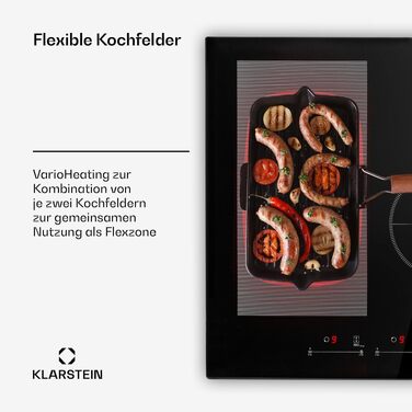 Плита індукційна Klarstein з 4 конфорками, склокераміка, сенсорне управління, таймер, 3500 Вт