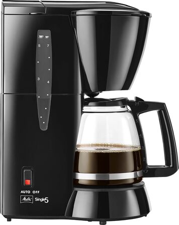 Кавоварка крапельна Melitta Single5, скляна колба, 5 чашок, чорна, з функцією захисту від крапель