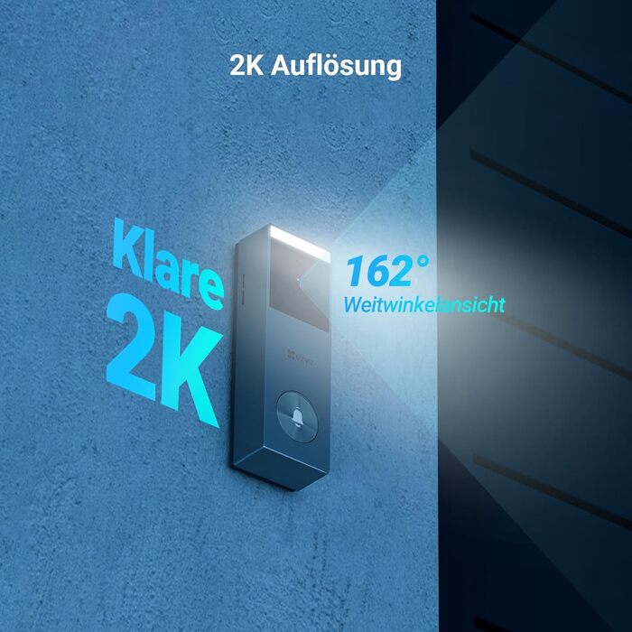Відеодзвінок EZVIZ CP3 Pro з акумулятором та дзвінком CH1, бездротовий, з камерою, розпізнавання осіб, 2K, кольорова нічна зйомка, двостороння зв'язок, 8GB eMMC, комплект