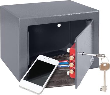Сейф HMF 49216-11 для меблів, малий, з ключем, 23x17x17 см, антрацит
