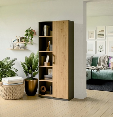 Стелаж TopEshop 80 x 182 x 30 см, антрацит, дуб артизан