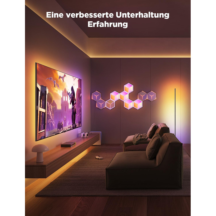 Світильник Govee Glide Hexagon Light Ultra, 3D RGBIC, Wi-Fi, 129 LED, сумісний з Alexa, 60 режимів, для геймерської кімнати, стіни, декору, 10 панелей, білий